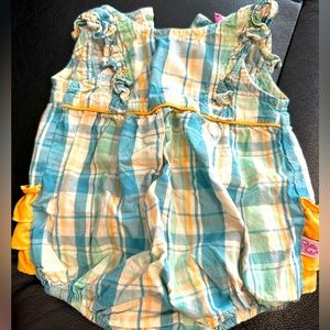 Ruffle butts plaid romper size 0-3 months. Lightly worn